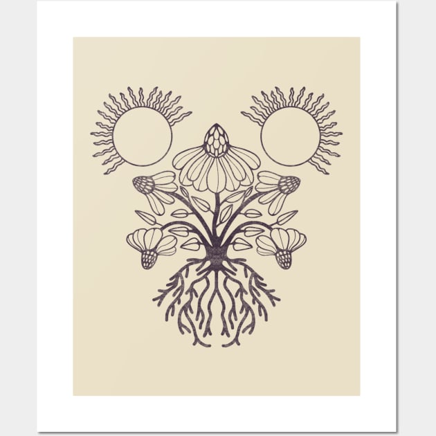 Coneflower Vintage Style Print // Midwest Wildflowers // Prairie Print Wall Art by haleyum